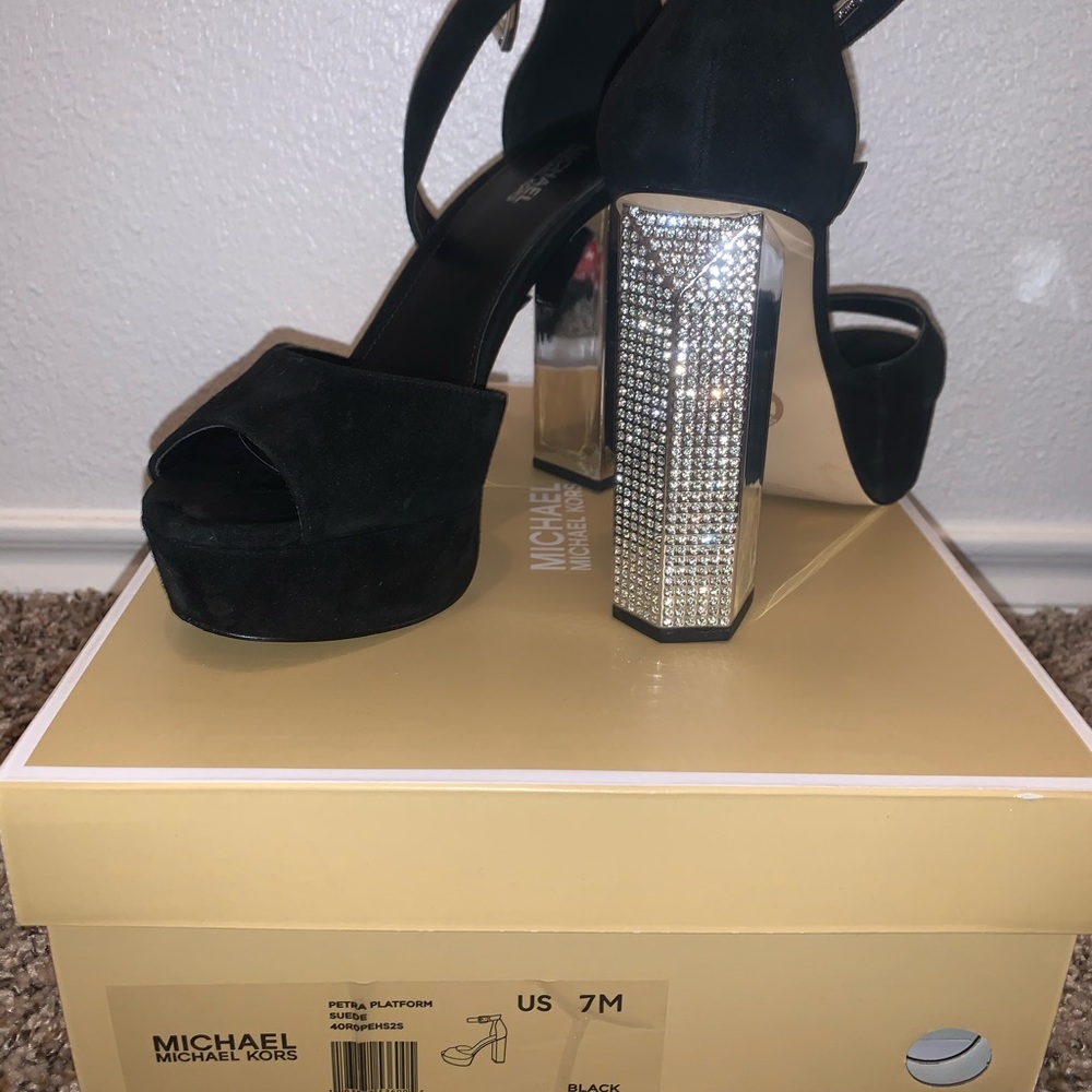 Michael Kors Petra Platform Suede Black High Heels